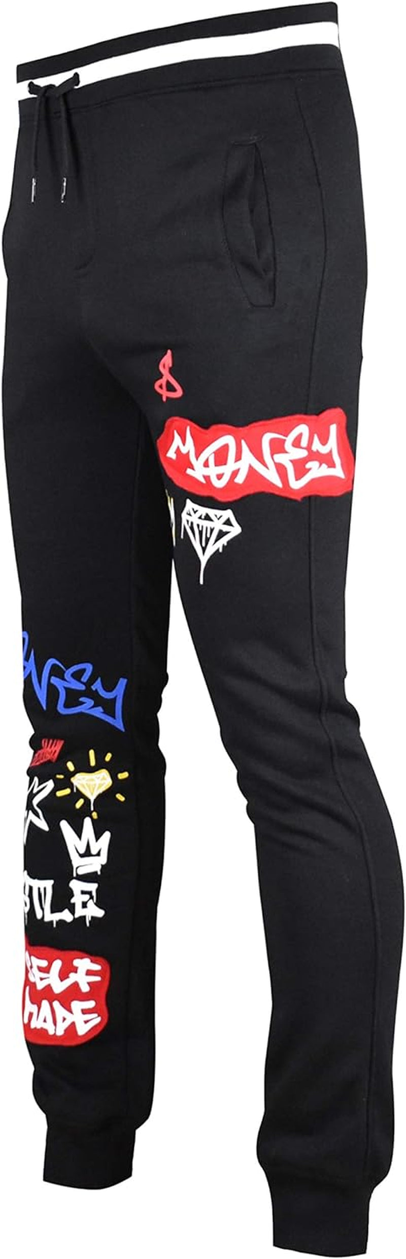Screenshotbrand Mens Hip Hop Premium Slim Fit Track Pants - Athletic Jogger Bottom with Side Taping