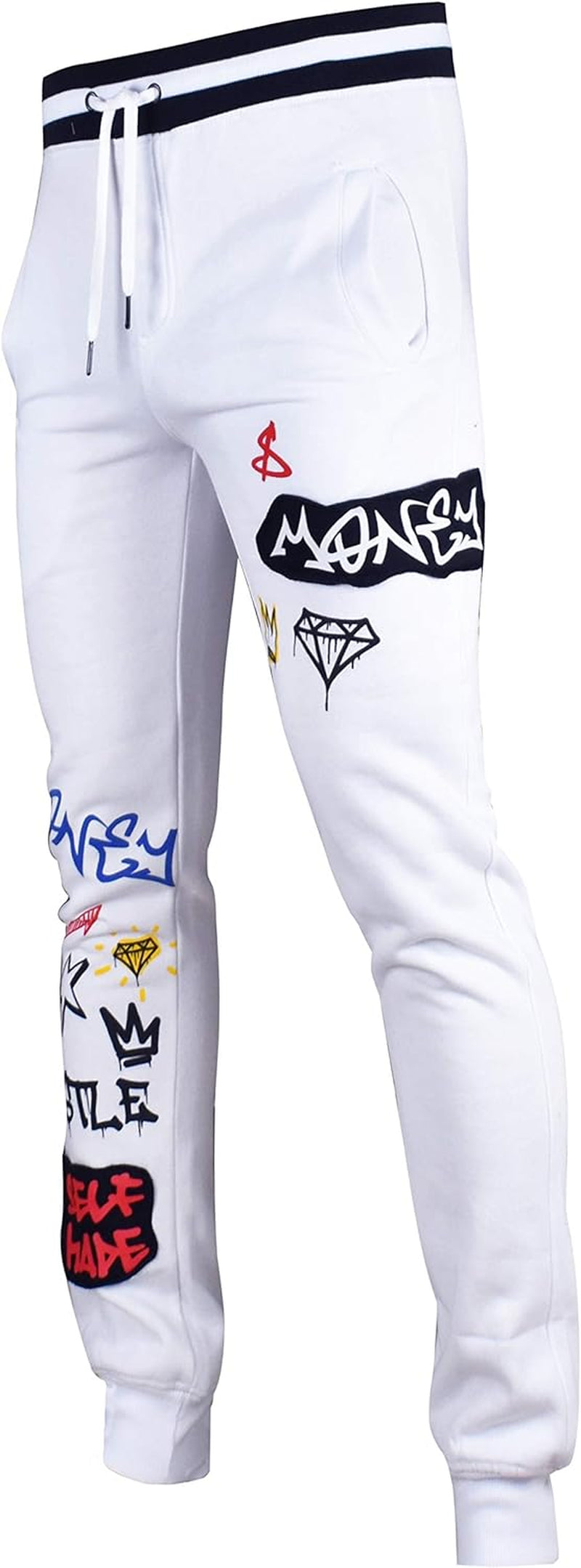Screenshotbrand Mens Hip Hop Premium Slim Fit Track Pants - Athletic Jogger Bottom with Side Taping