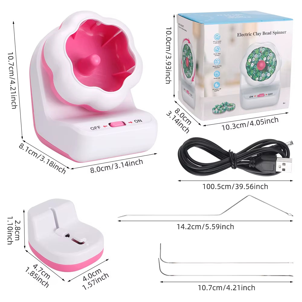 Bead Stringing Machine Spinner for Bracelets Making Gift for Girls Clay for Electric with Needle and Thread Bracelets Necklaces