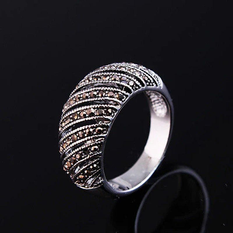 Markeza Ring in Semi Precious Marcasite Pave Crystals