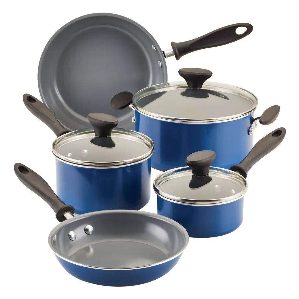 Farberware Reliance Pro 12Pc Nonstick Ceramic Cookware Set Teal/Gray