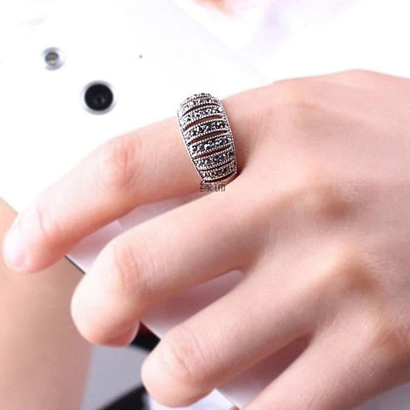 Markeza Ring in Semi Precious Marcasite Pave Crystals