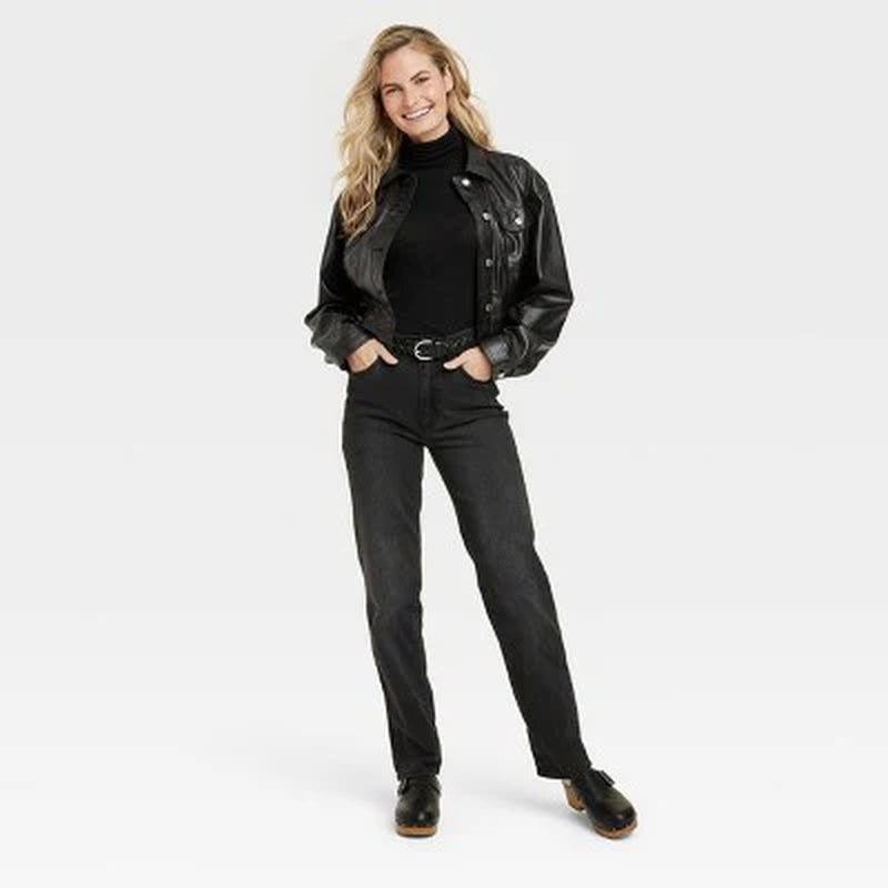 New - Universal Thread Women'S plus Button up Faux Leather Moto Jacket
