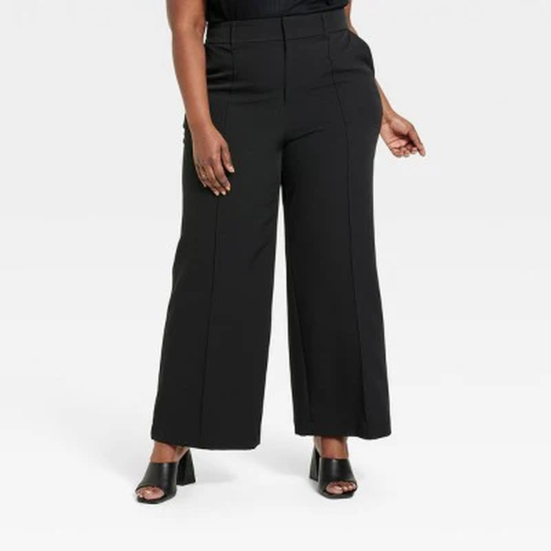 Ava & Viv Womens plus High Rise Regular Fit Full Wide-Leg Midweight