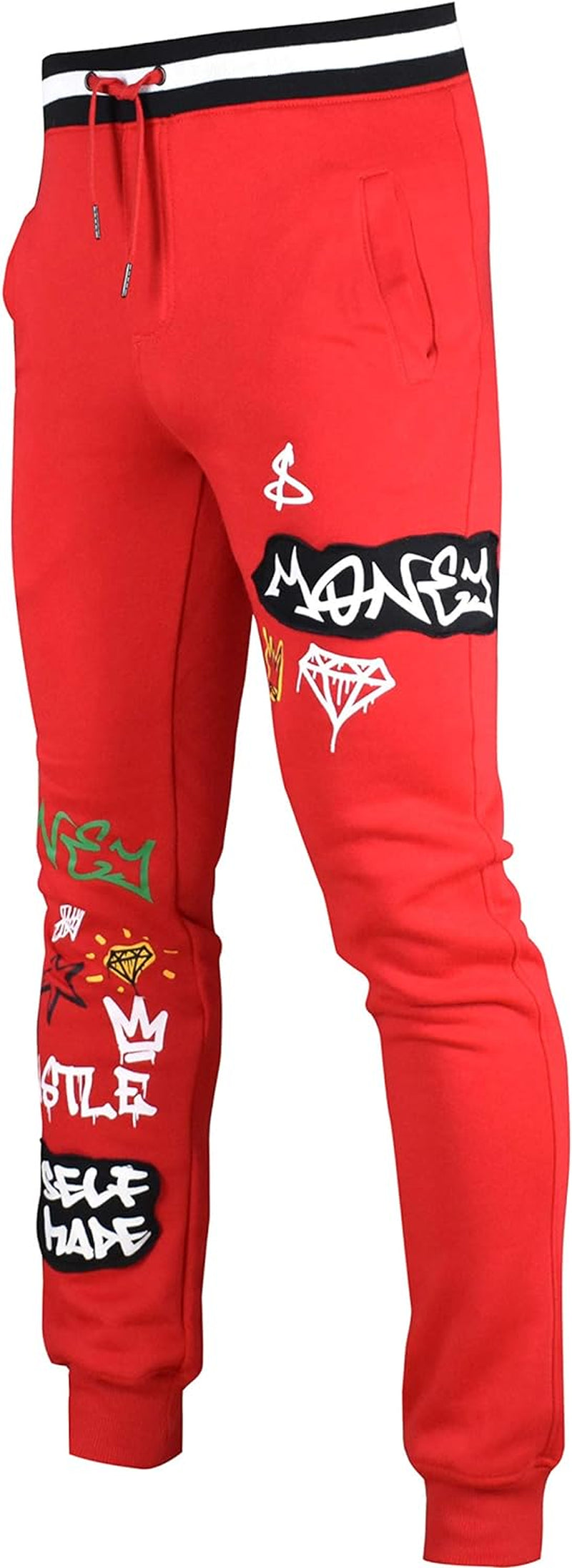 Screenshotbrand Mens Hip Hop Premium Slim Fit Track Pants - Athletic Jogger Bottom with Side Taping