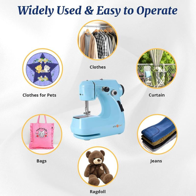 HTVRONT Mini Sewing Machine for Beginners - Portable Sewing Machine with Extension Table, Foot Pedal, Light, 42 Pcs Sewing Set, Etc. Dual Speed Small Sewing Machine for Beginners and Kids