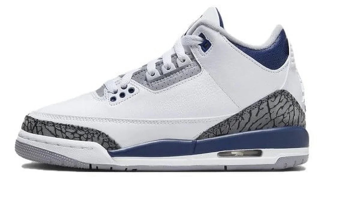 Big Boys’ Athletic Shoes, White/Midnight Navy, Size 4