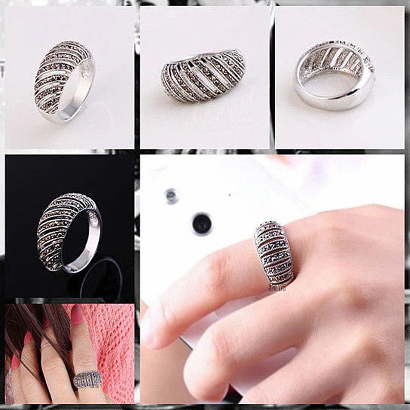Markeza Ring in Semi Precious Marcasite Pave Crystals