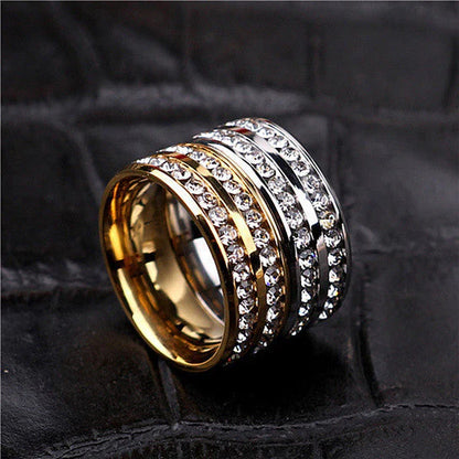 I Trust You Ring Double Row Channel Set CZ Stones in Titanium Steel