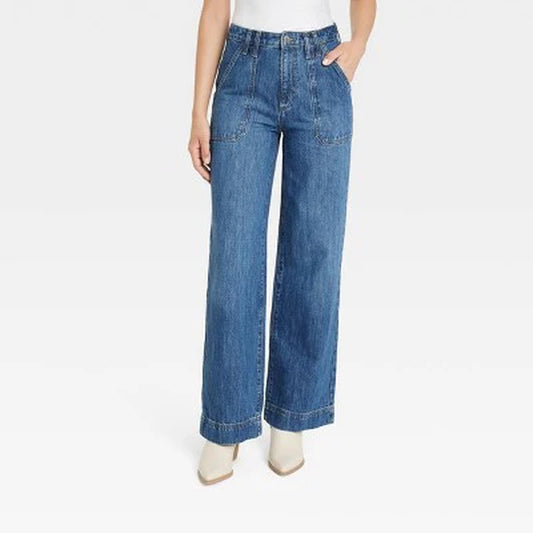 Universal Thread Women'S High Waisted Wide Leg Cropped High-Rise Jeans, Medium Wash