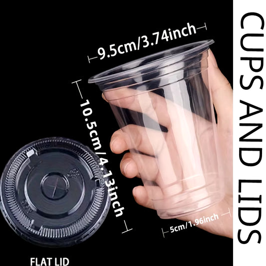 50Sets 12/16/20OZ Plastic Cups with Lids Clear Disposable Cups for Parties Iced Coffee Smoothie Milkshake Cold Drinks