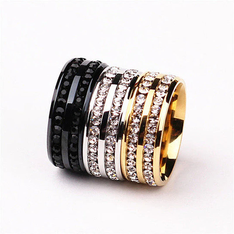 I Trust You Ring Double Row Channel Set CZ Stones in Titanium Steel