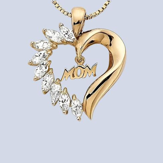 Mom'S LOVE Heart Pendant with CZ